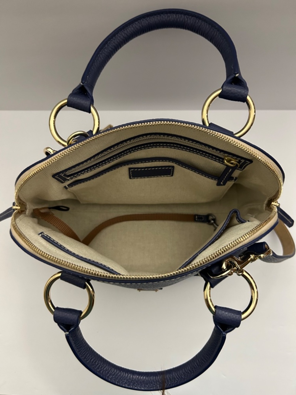 Dooney & Bourke Lucca Pebble Leather Satchel with Crossbody Strap Marine Blue - Picture 8 of 12